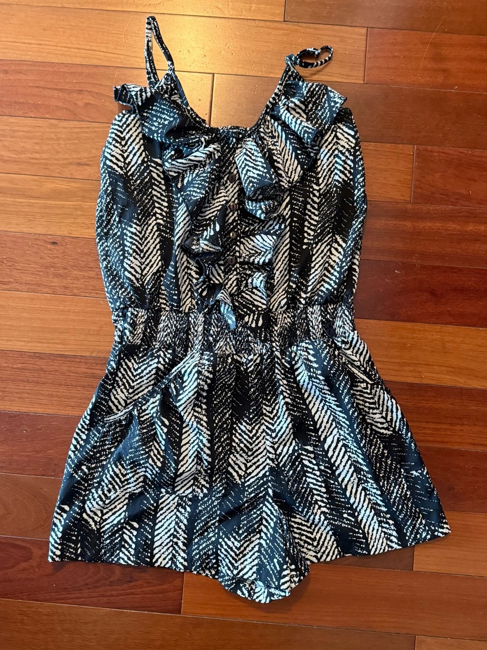 Black & White Printed Sleeveless Romper